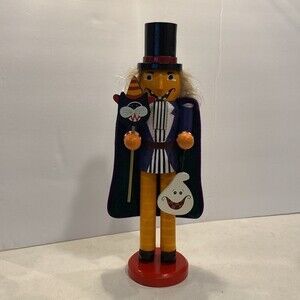 Very Rare Bombay Halloween Wooden Pumpkin 🎃 Nutcracker 15” Tall 5” Wide